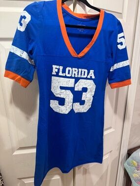 Florida 53 Blue & Orange V-Neck Mini Dress